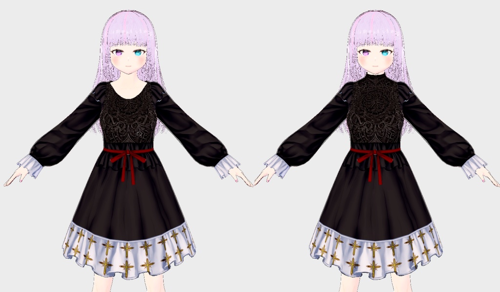【Vroid】※無料※適当なシスターぽいワンピース＋ネックレス【服】