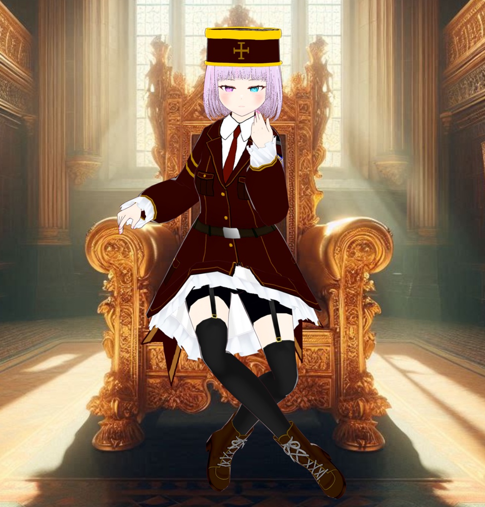 【Vroid】※無料※落書き軍服ワンピース２色【服】
