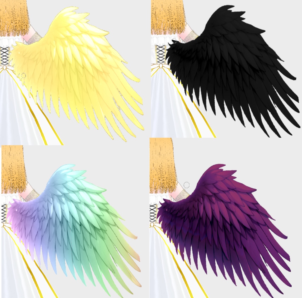 【無料】天使の羽と輪(アホ毛)セット【Vroidアクセサリ】