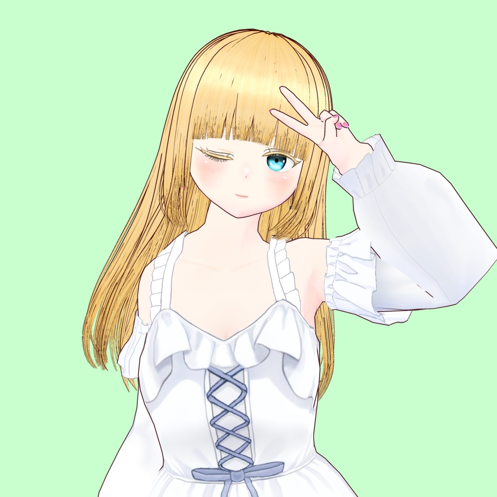 【Vroid衣装】純白ワンピと宝石の靴【一部無料】