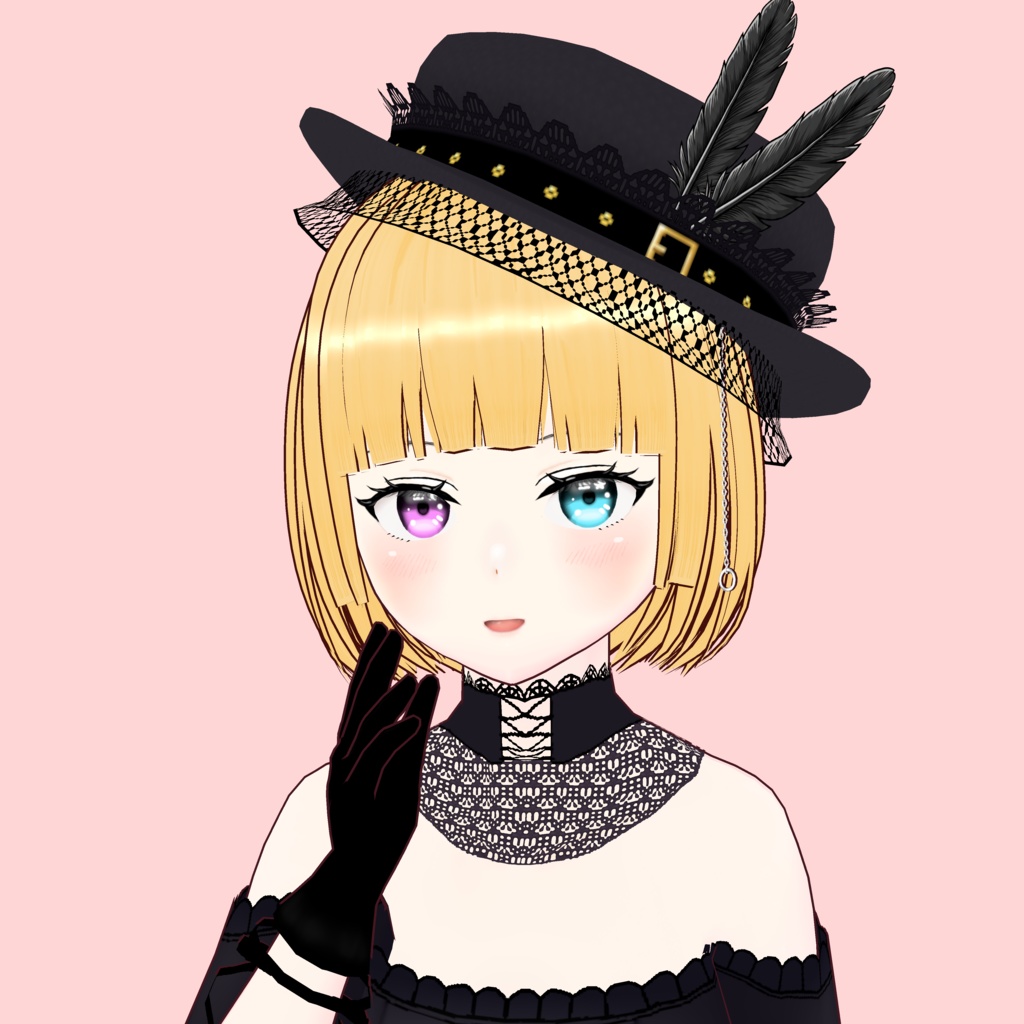 【無料】フェザーゴシックハット【Vroidアクセサリ】