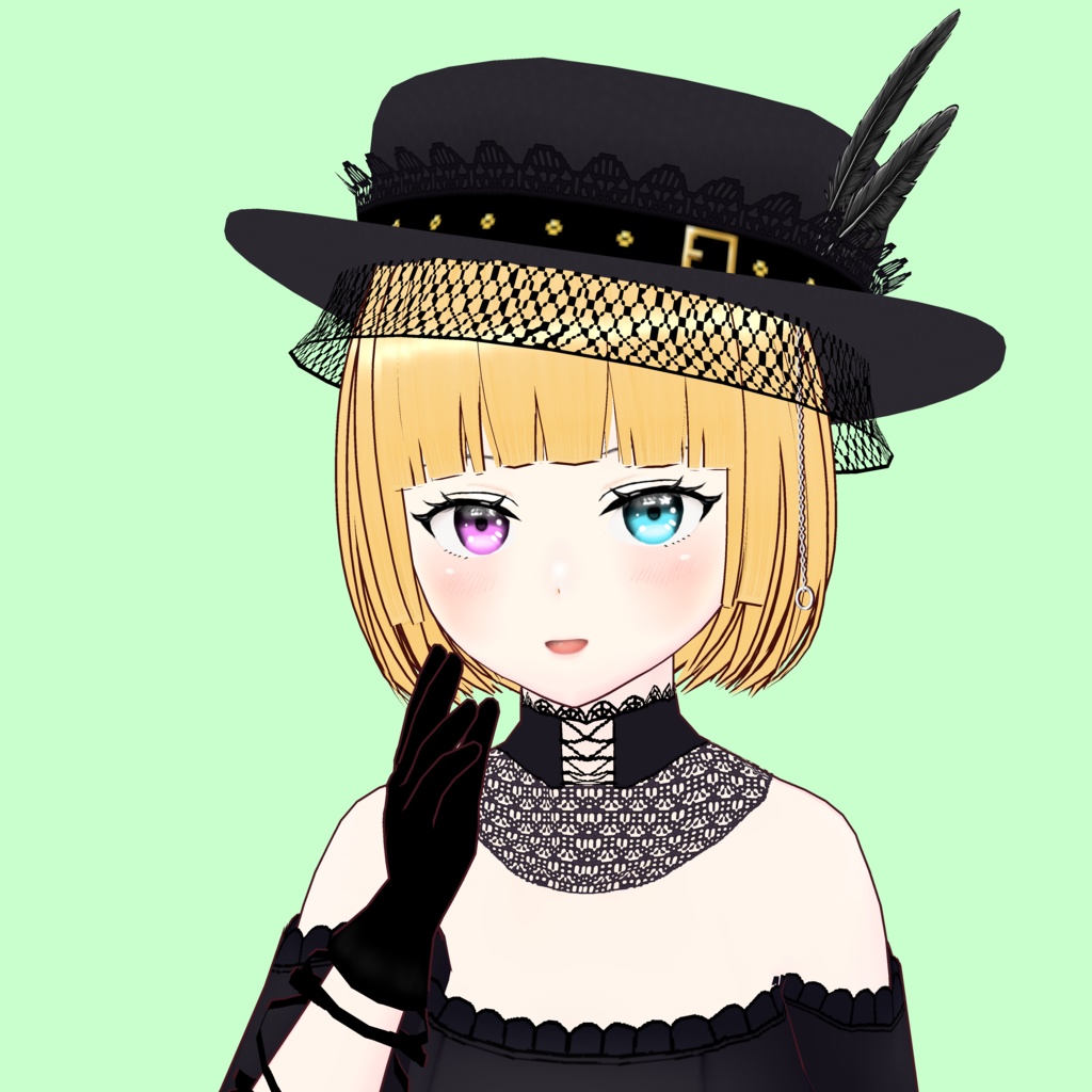 【無料】フェザーゴシックハット【Vroidアクセサリ】