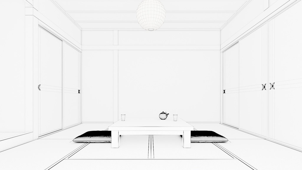 【3D背景素材】伝統的な和室(3ds Max / V-Ray / FBX / OBJ)