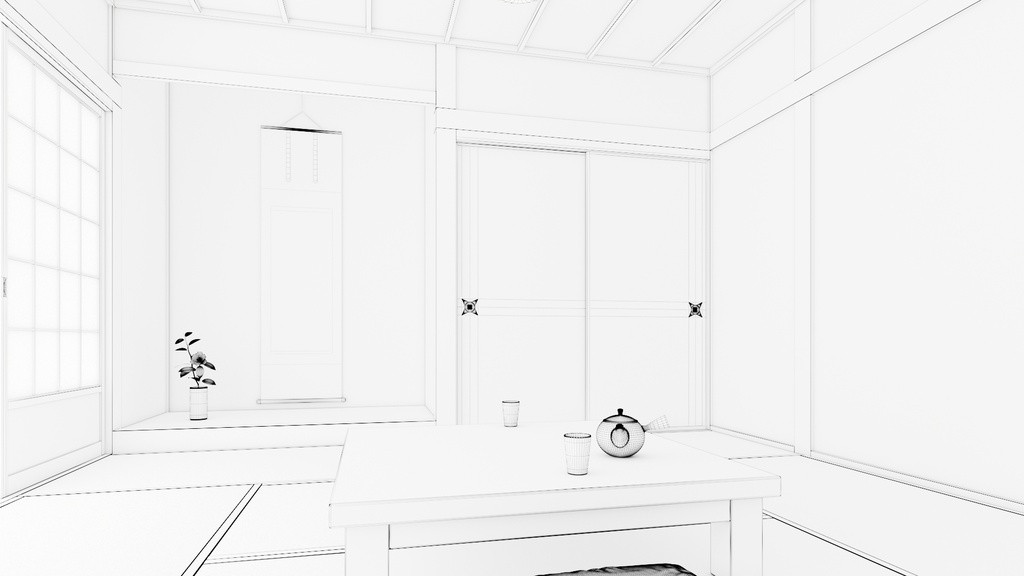【3D背景素材】伝統的な和室(3ds Max / V-Ray / FBX / OBJ)