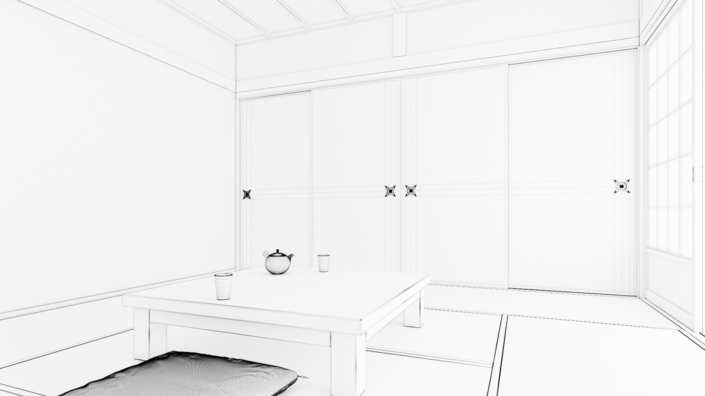 【3D背景素材】伝統的な和室(3ds Max / V-Ray / FBX / OBJ)