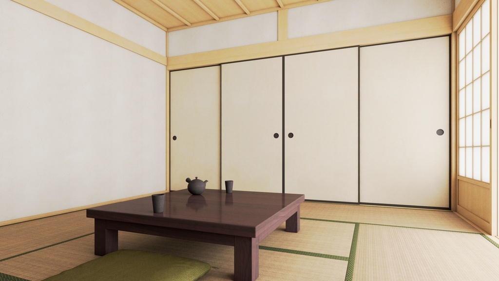 【3D背景素材】伝統的な和室(3ds Max / V-Ray / FBX / OBJ)