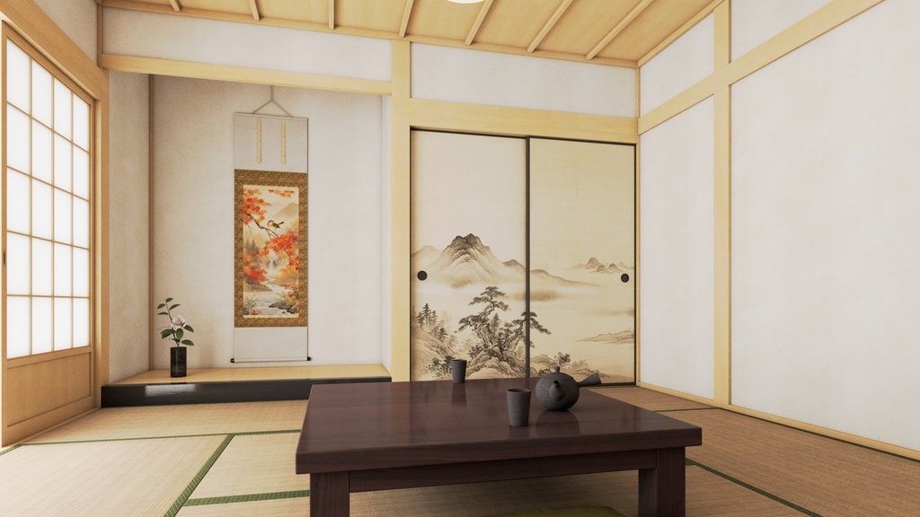 【3D背景素材】伝統的な和室(3ds Max / V-Ray / FBX / OBJ)