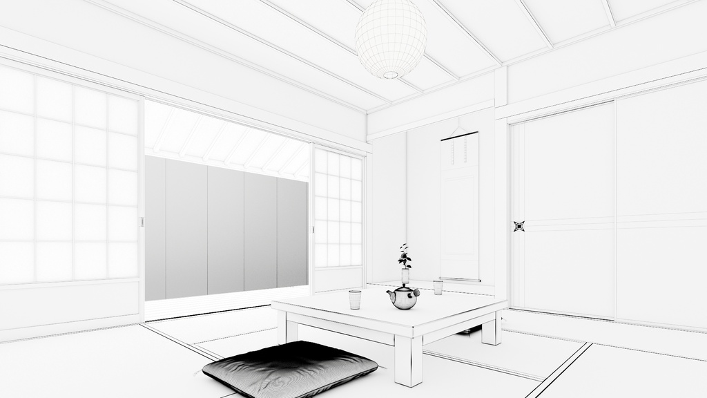 【3D背景素材】伝統的な和室(3ds Max / V-Ray / FBX / OBJ)