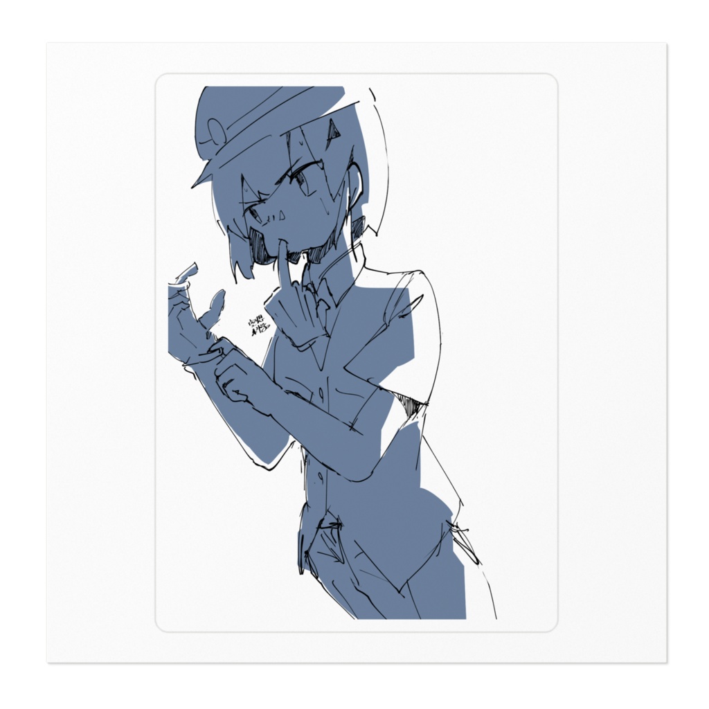 手袋咥えた人_ステッカー