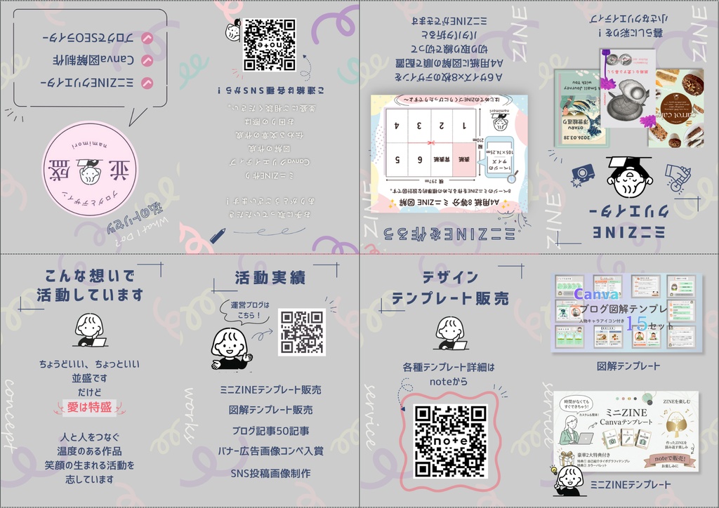 5つのミニZINEデザインテンプレート集
