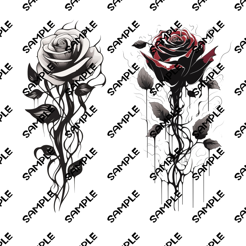 タトゥーやステッカーに!!薔薇っぽい感じの透過画像2枚