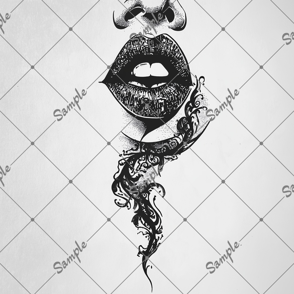 タトゥーやステッカーに!!口っぽい感じの透過画像5枚