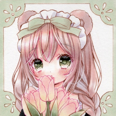 【オリジナル・メイドさん】アナログイラスト原画(豆色紙②)