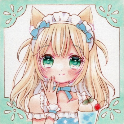 【オリジナル・メイドさん】アナログイラスト原画(豆色紙③)