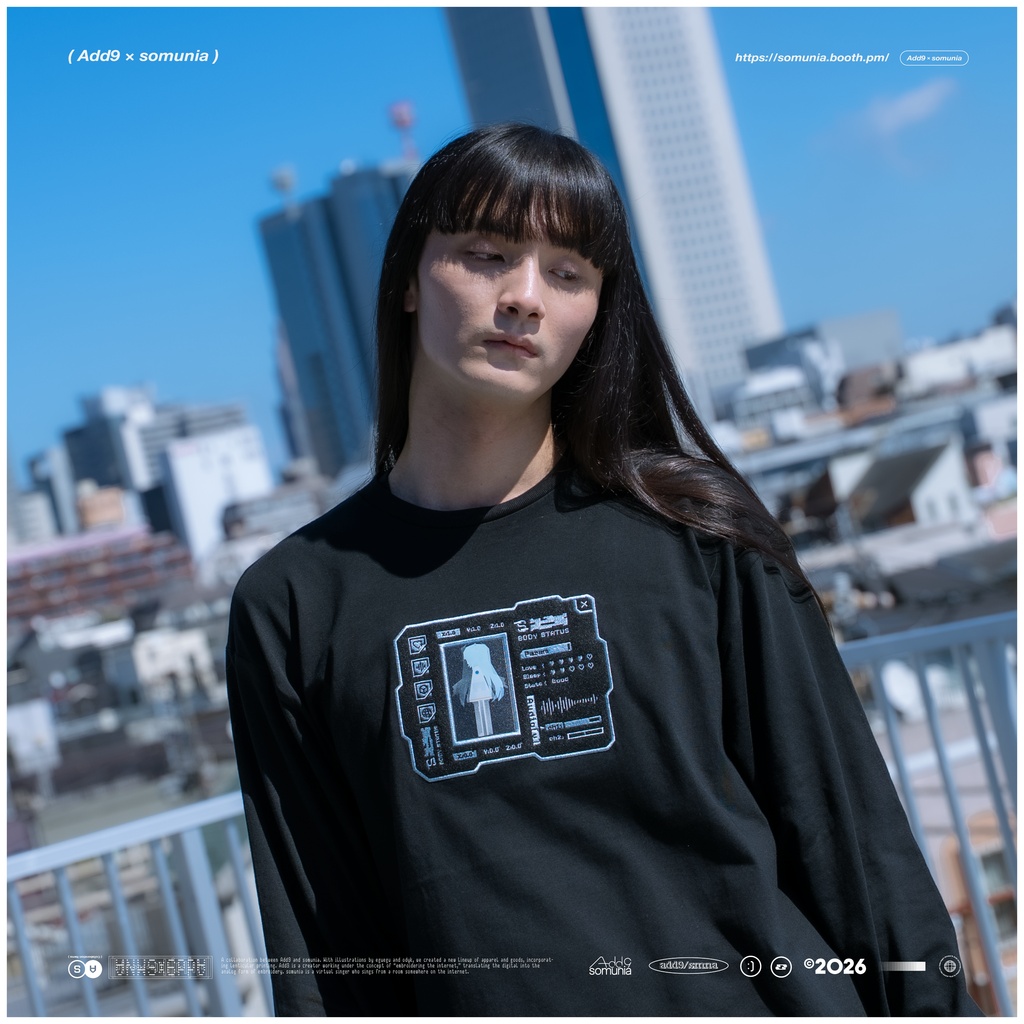 [Add9 × somunia] "SEARCH" Black L/S Tee