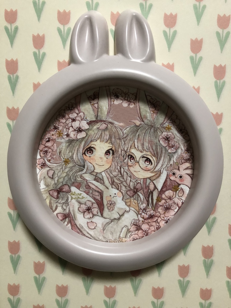 簡易うさぎ型額装作品