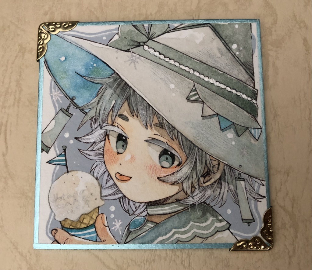 【豆色紙原画】白魔女子とアイス