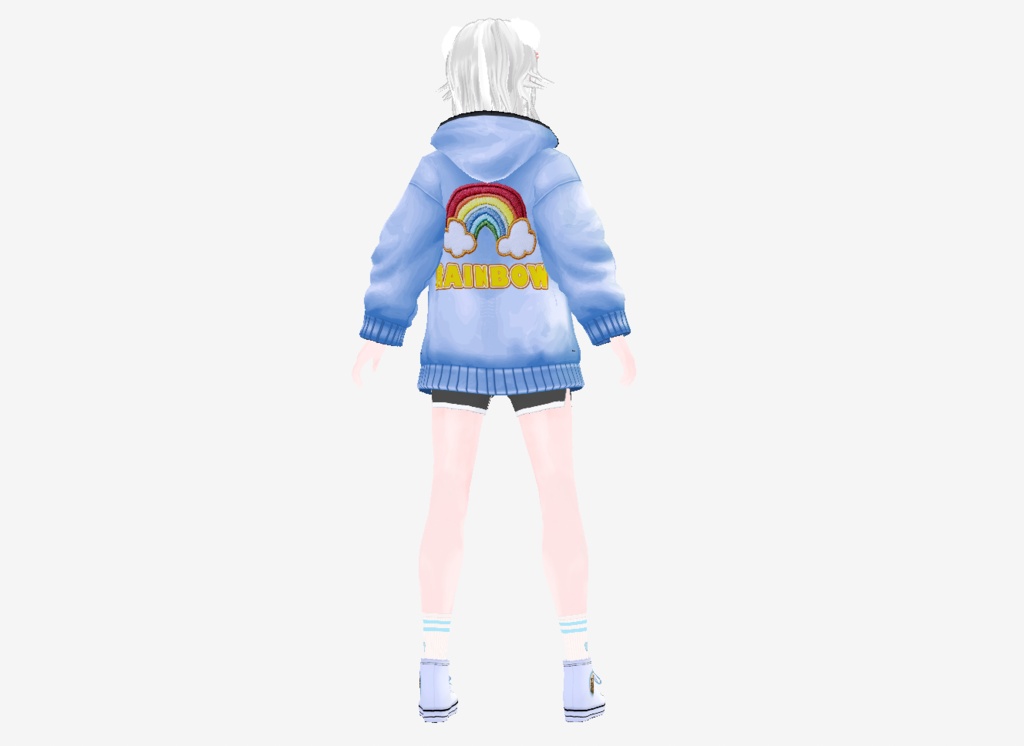 레인보우 파스텔 톤 그라데이션 높은 퀄리티 후드티 (소라 색)