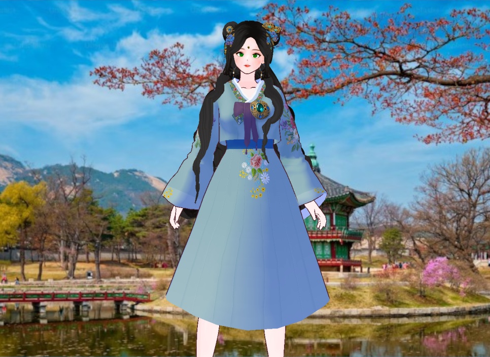 다양한 머리 스타일 + 의상 + 머리장식 등등 풀 아이템 세트 + 화장 및 얼굴 눈썹 + 귀걸이 장식 도안 의상 도안 도안들 까지 포함 풀 베이스 까지 + 한복 세트 한벌 더