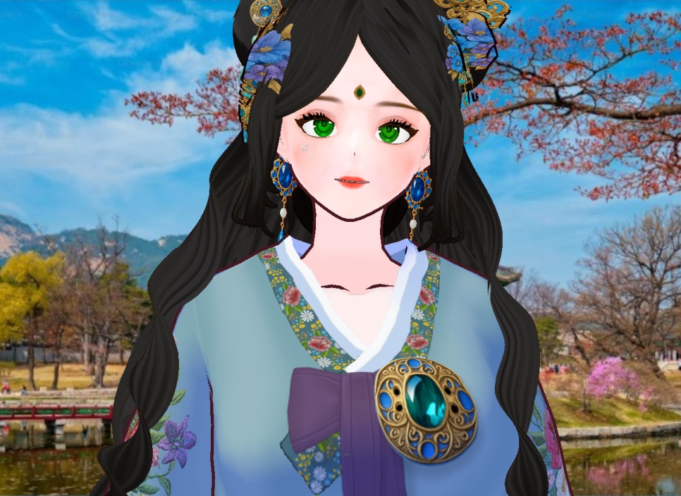 다양한 머리 스타일 + 의상 + 머리장식 등등 풀 아이템 세트 + 화장 및 얼굴 눈썹 + 귀걸이 장식 도안 의상 도안 도안들 까지 포함 풀 베이스 까지 + 한복 세트 한벌 더