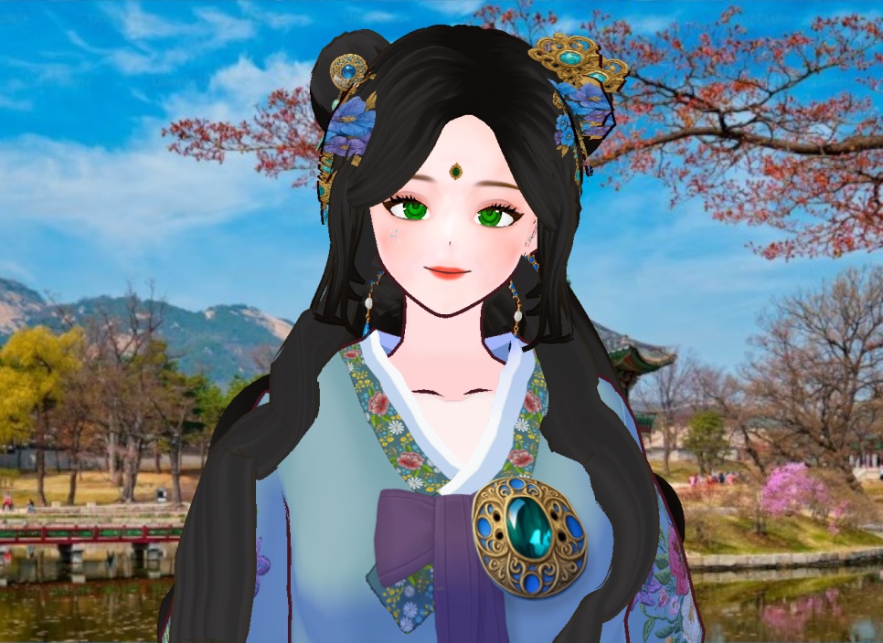 다양한 머리 스타일 + 의상 + 머리장식 등등 풀 아이템 세트 + 화장 및 얼굴 눈썹 + 귀걸이 장식 도안 의상 도안 도안들 까지 포함 풀 베이스 까지 + 한복 세트 한벌 더