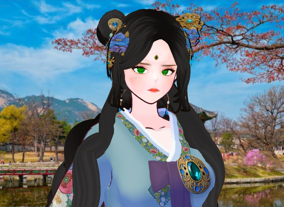 다양한 머리 스타일 + 의상 + 머리장식 등등 풀 아이템 세트 + 화장 및 얼굴 눈썹 + 귀걸이 장식 도안 의상 도안 도안들 까지 포함 풀 베이스 까지 + 한복 세트 한벌 더