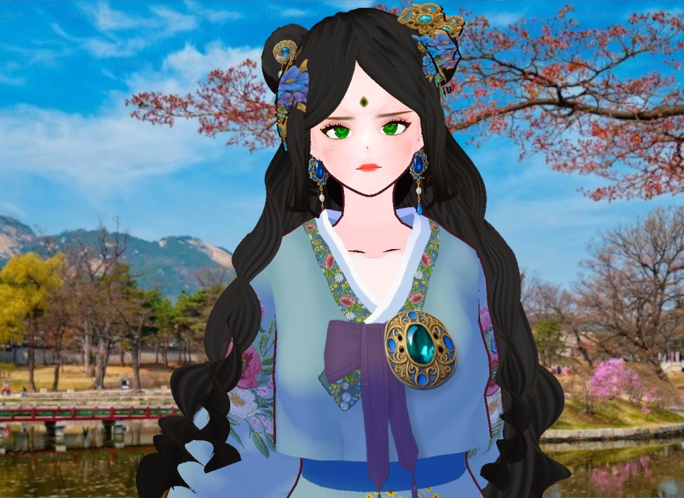 다양한 머리 스타일 + 의상 + 머리장식 등등 풀 아이템 세트 + 화장 및 얼굴 눈썹 + 귀걸이 장식 도안 의상 도안 도안들 까지 포함 풀 베이스 까지 + 한복 세트 한벌 더