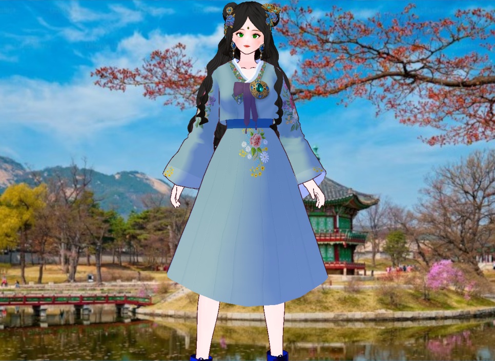 다양한 머리 스타일 + 의상 + 머리장식 등등 풀 아이템 세트 + 화장 및 얼굴 눈썹 + 귀걸이 장식 도안 의상 도안 도안들 까지 포함 풀 베이스 까지 + 한복 세트 한벌 더