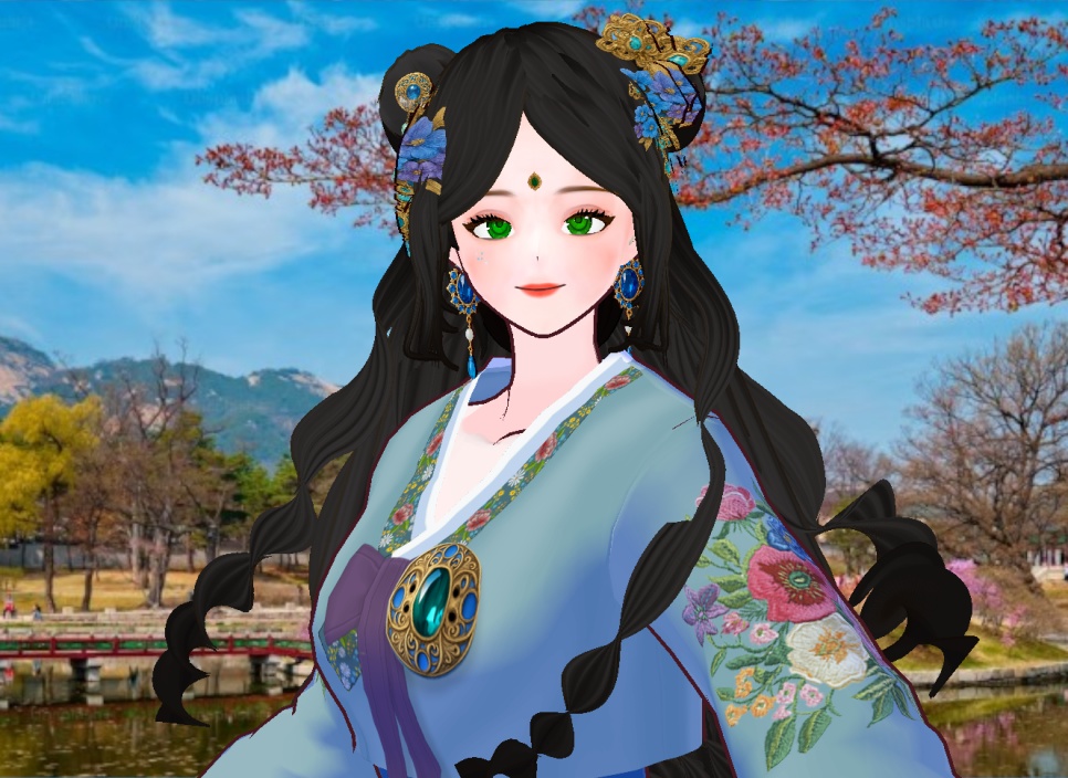 다양한 머리 스타일 + 의상 + 머리장식 등등 풀 아이템 세트 + 화장 및 얼굴 눈썹 + 귀걸이 장식 도안 의상 도안 도안들 까지 포함 풀 베이스 까지 + 한복 세트 한벌 더