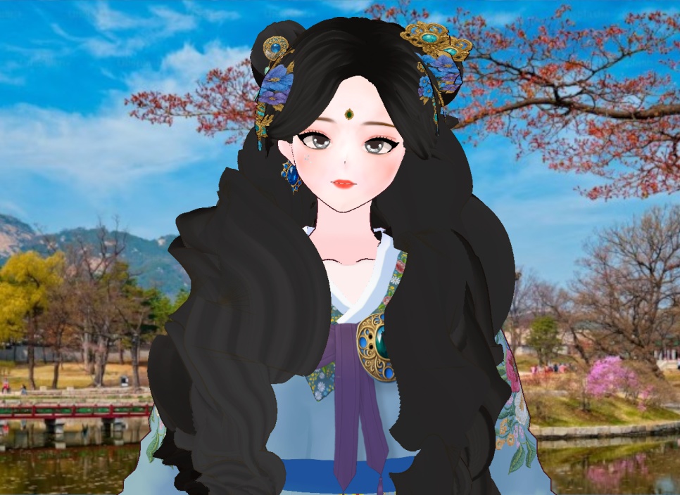 다양한 머리 스타일 + 의상 + 머리장식 등등 풀 아이템 세트 + 화장 및 얼굴 눈썹 + 귀걸이 장식 도안 의상 도안 도안들 까지 포함 풀 베이스 까지 + 한복 세트 한벌 더