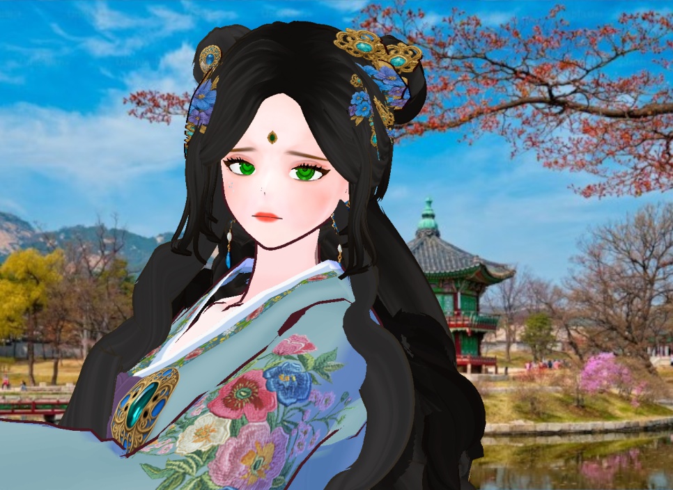 다양한 머리 스타일 + 의상 + 머리장식 등등 풀 아이템 세트 + 화장 및 얼굴 눈썹 + 귀걸이 장식 도안 의상 도안 도안들 까지 포함 풀 베이스 까지 + 한복 세트 한벌 더