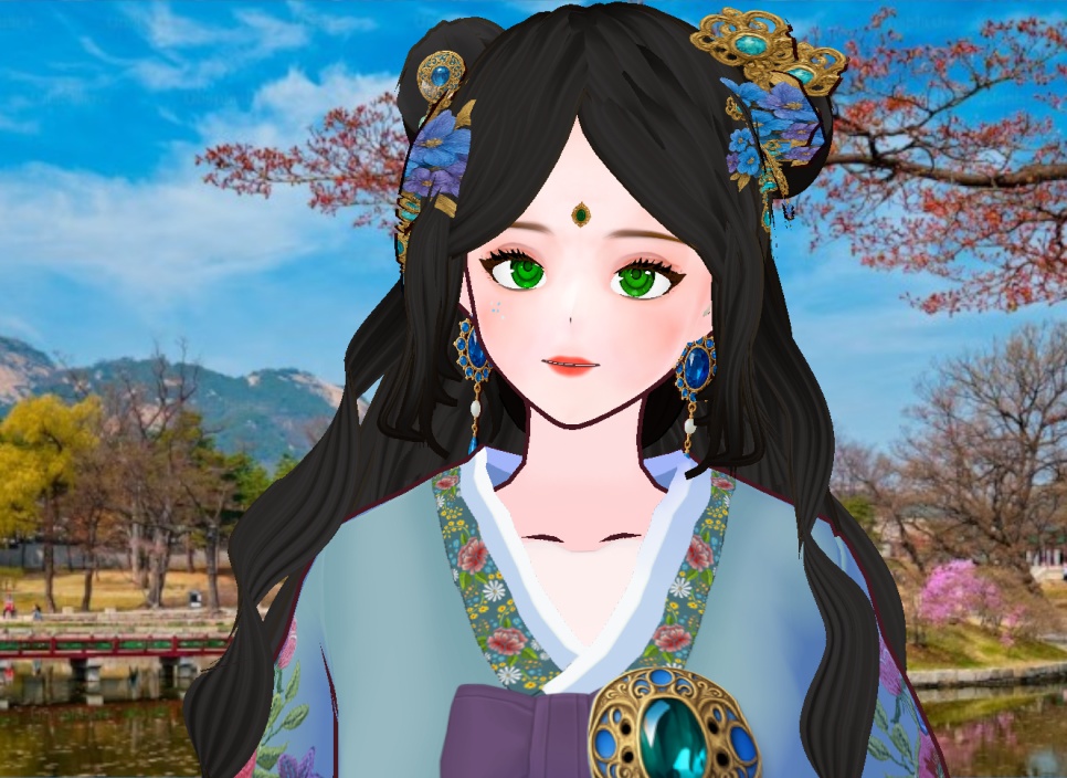 다양한 머리 스타일 + 의상 + 머리장식 등등 풀 아이템 세트 + 화장 및 얼굴 눈썹 + 귀걸이 장식 도안 의상 도안 도안들 까지 포함 풀 베이스 까지 + 한복 세트 한벌 더