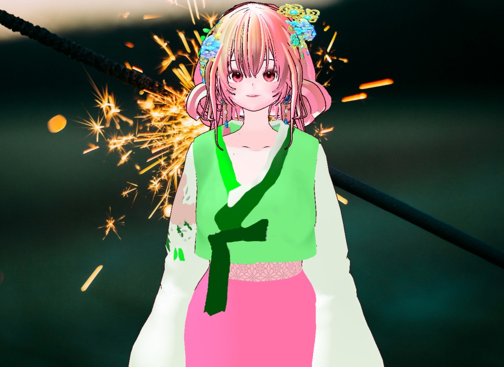 VRM+VROID 아바타 불러오기 + 원본 파일 + ( 3가지 앞머리 뒷머리 양갈래 ) 머리 스타일 아이템 + 머리 텍스쳐 / 따로 구매 가능 ( 세트 / 따로 판매 )