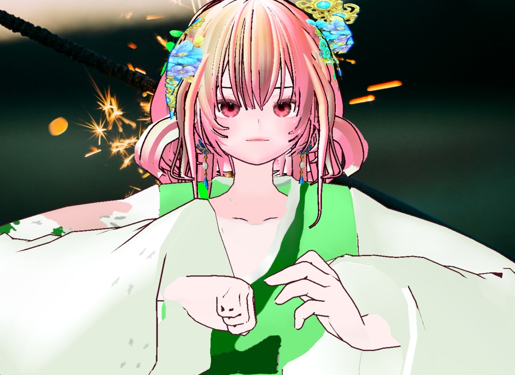 VRM+VROID 아바타 불러오기 + 원본 파일 + ( 3가지 앞머리 뒷머리 양갈래 ) 머리 스타일 아이템 + 머리 텍스쳐 / 따로 구매 가능 ( 세트 / 따로 판매 )