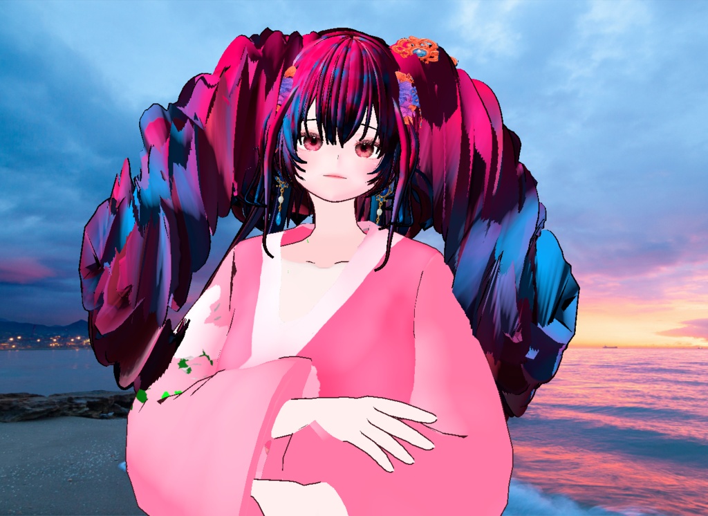 VRM+VROID 아바타 불러오기 + 원본 파일 + ( 3가지 앞머리 뒷머리 양갈래 ) 머리 스타일 아이템 + 머리 텍스쳐 / 따로 구매 가능 ( 세트 / 따로 판매 )