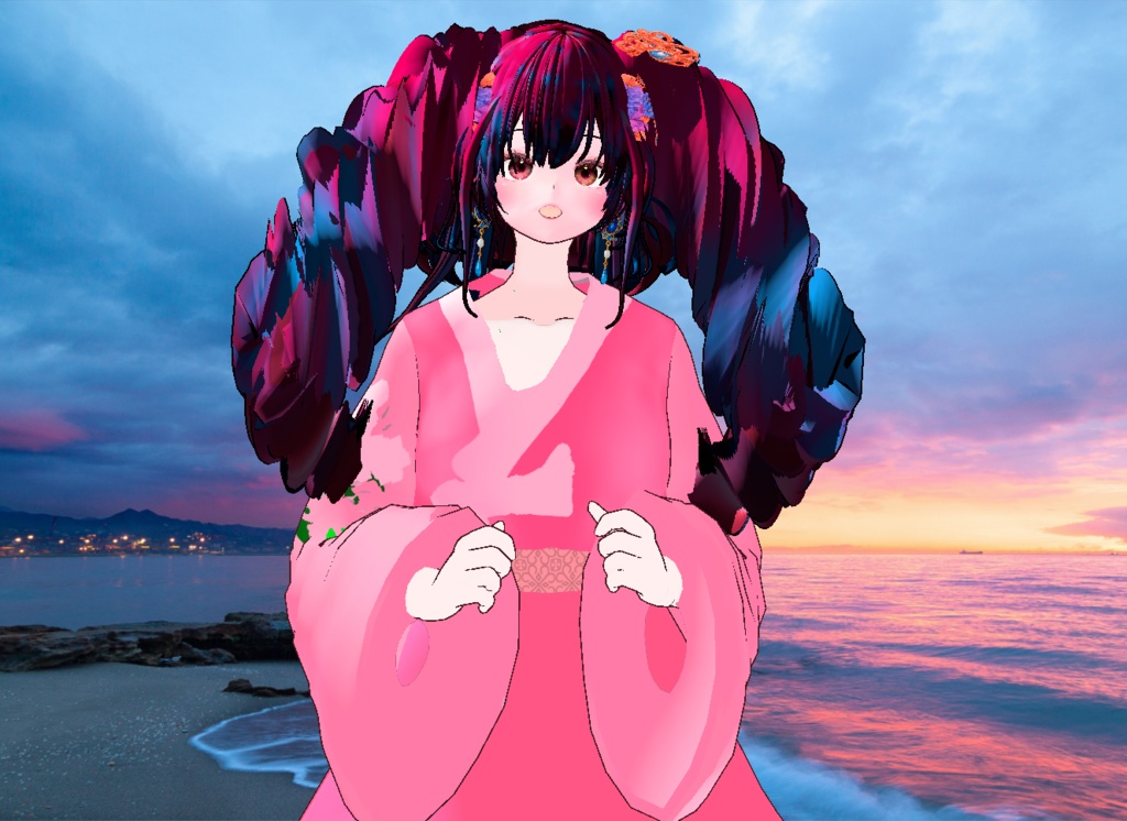 VRM+VROID 아바타 불러오기 + 원본 파일 + ( 3가지 앞머리 뒷머리 양갈래 ) 머리 스타일 아이템 + 머리 텍스쳐 / 따로 구매 가능 ( 세트 / 따로 판매 )