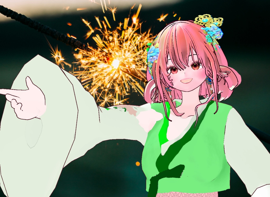 VRM+VROID 아바타 불러오기 + 원본 파일 + ( 3가지 앞머리 뒷머리 양갈래 ) 머리 스타일 아이템 + 머리 텍스쳐 / 따로 구매 가능 ( 세트 / 따로 판매 )