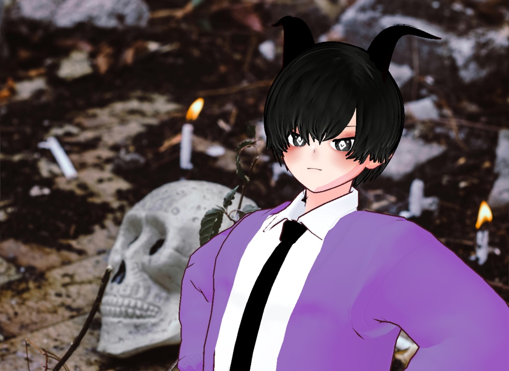 VRM+VROID+의상 및 머리스타일 아이템 / 악마 소년