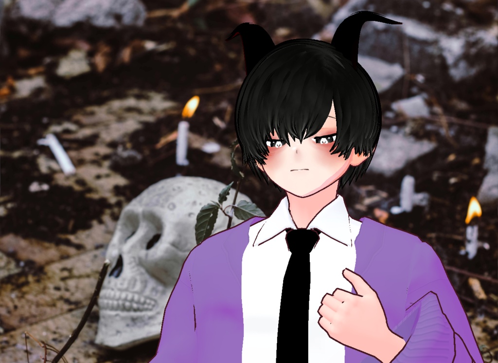 VRM+VROID+의상 및 머리스타일 아이템 / 악마 소년