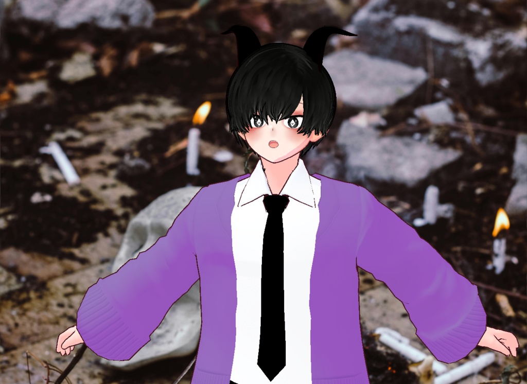 VRM+VROID+의상 및 머리스타일 아이템 / 악마 소년