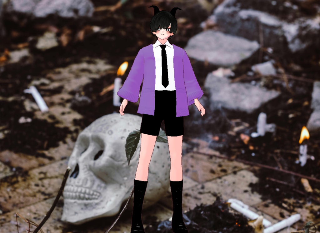 VRM+VROID+의상 및 머리스타일 아이템 / 악마 소년