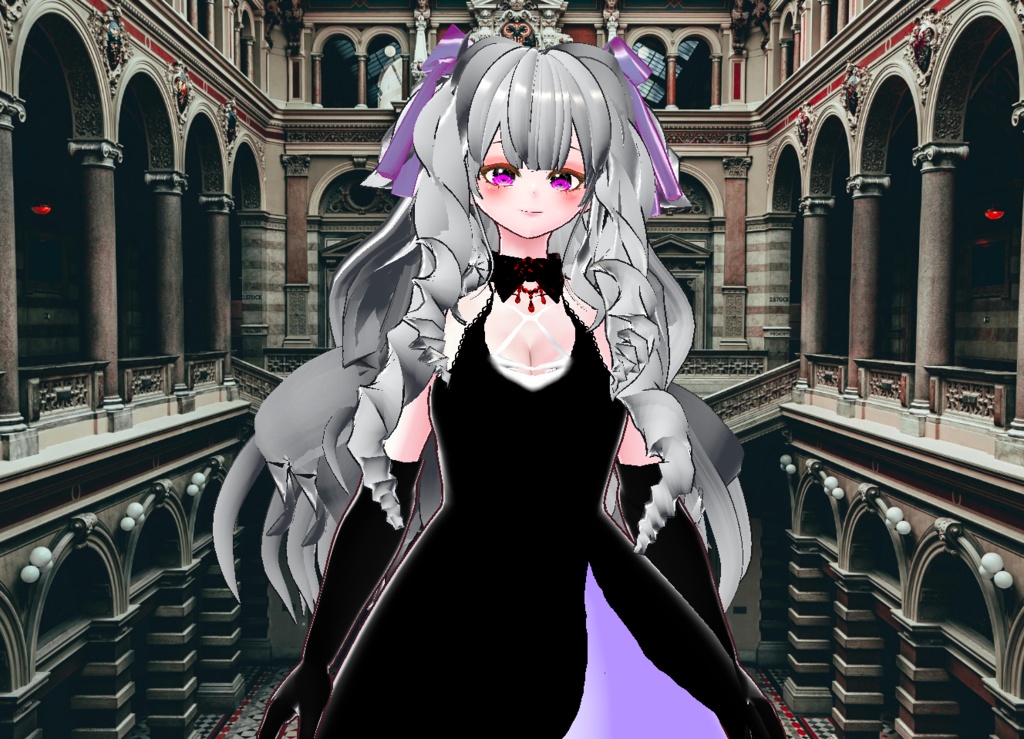 VRM+VROID+의상 및 머리스타일 아이템 / 화려한 머리 무도회 드레스 여성 ( 같은 아바타에 버전이 2가지 입니다 )