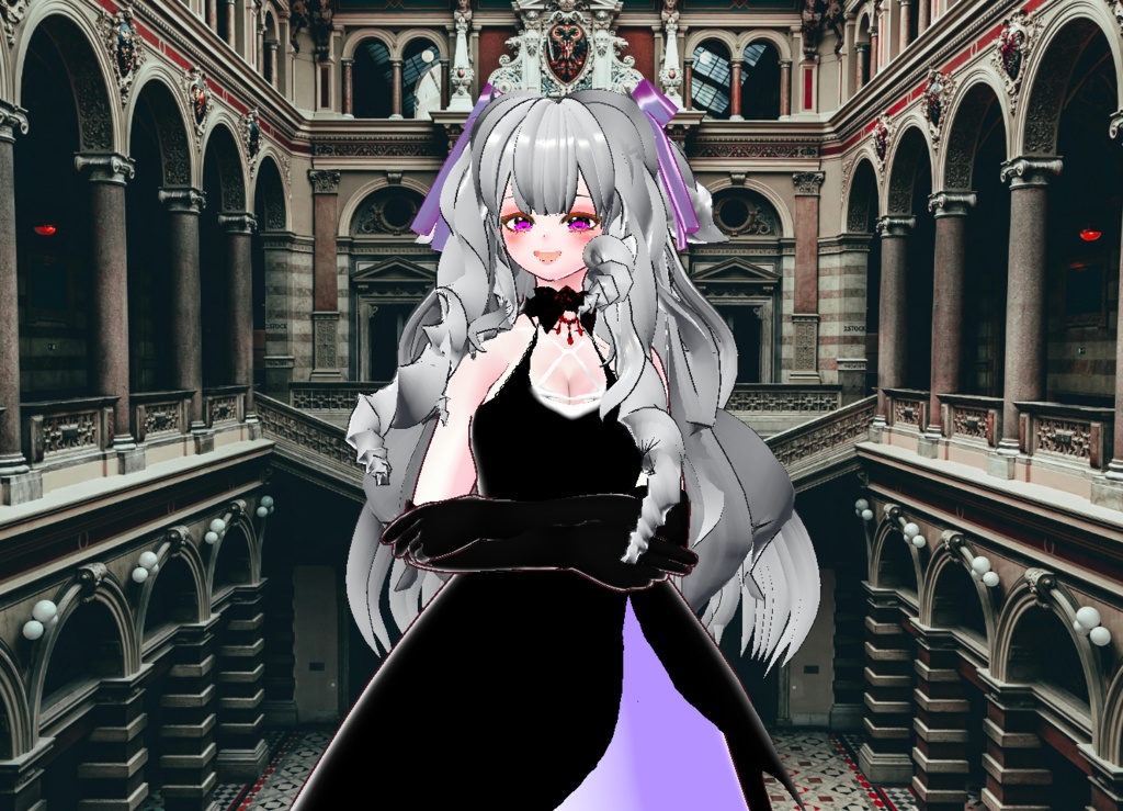 VRM+VROID+의상 및 머리스타일 아이템 / 화려한 머리 무도회 드레스 여성 ( 같은 아바타에 버전이 2가지 입니다 )