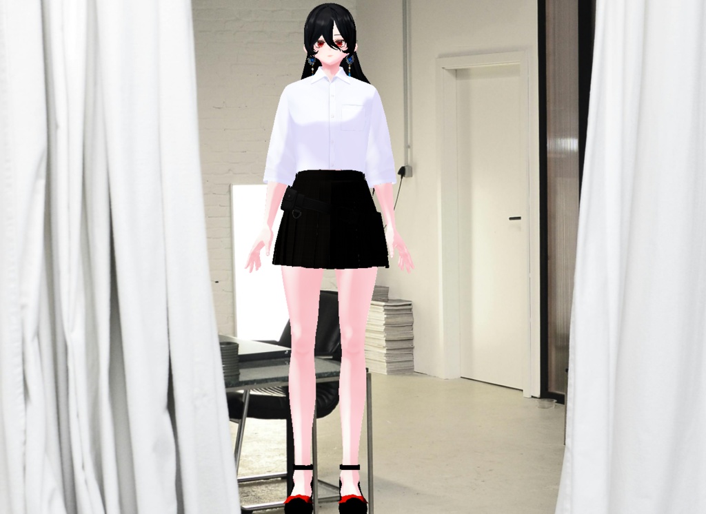 VRM+VROID+의상 및 머리스타일 아이템 / 시크한 평범한 여성 소녀