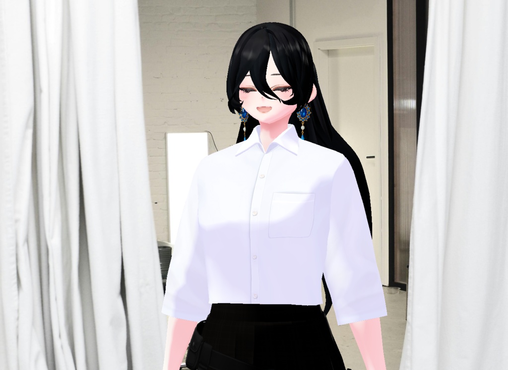 VRM+VROID+의상 및 머리스타일 아이템 / 시크한 평범한 여성 소녀
