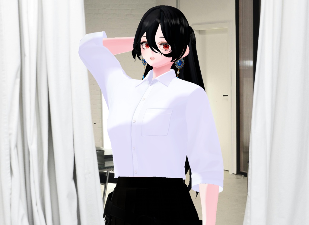 VRM+VROID+의상 및 머리스타일 아이템 / 시크한 평범한 여성 소녀
