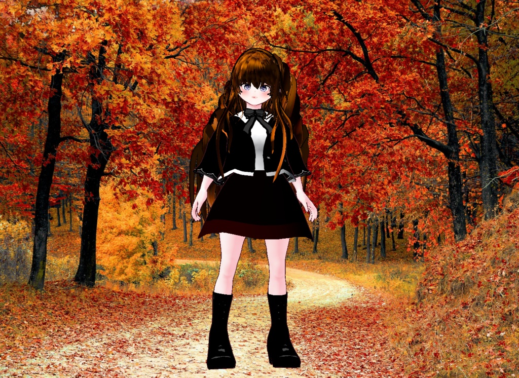 VRM+VROID+의상 및 머리스타일 아이템 / SD 갈색 머리 인형 같은 느낌의 소녀