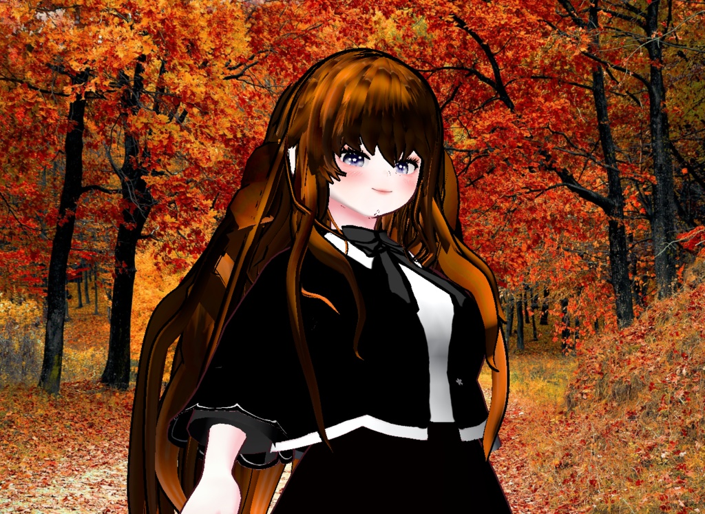 VRM+VROID+의상 및 머리스타일 아이템 / SD 갈색 머리 인형 같은 느낌의 소녀