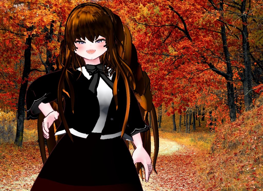 VRM+VROID+의상 및 머리스타일 아이템 / SD 갈색 머리 인형 같은 느낌의 소녀