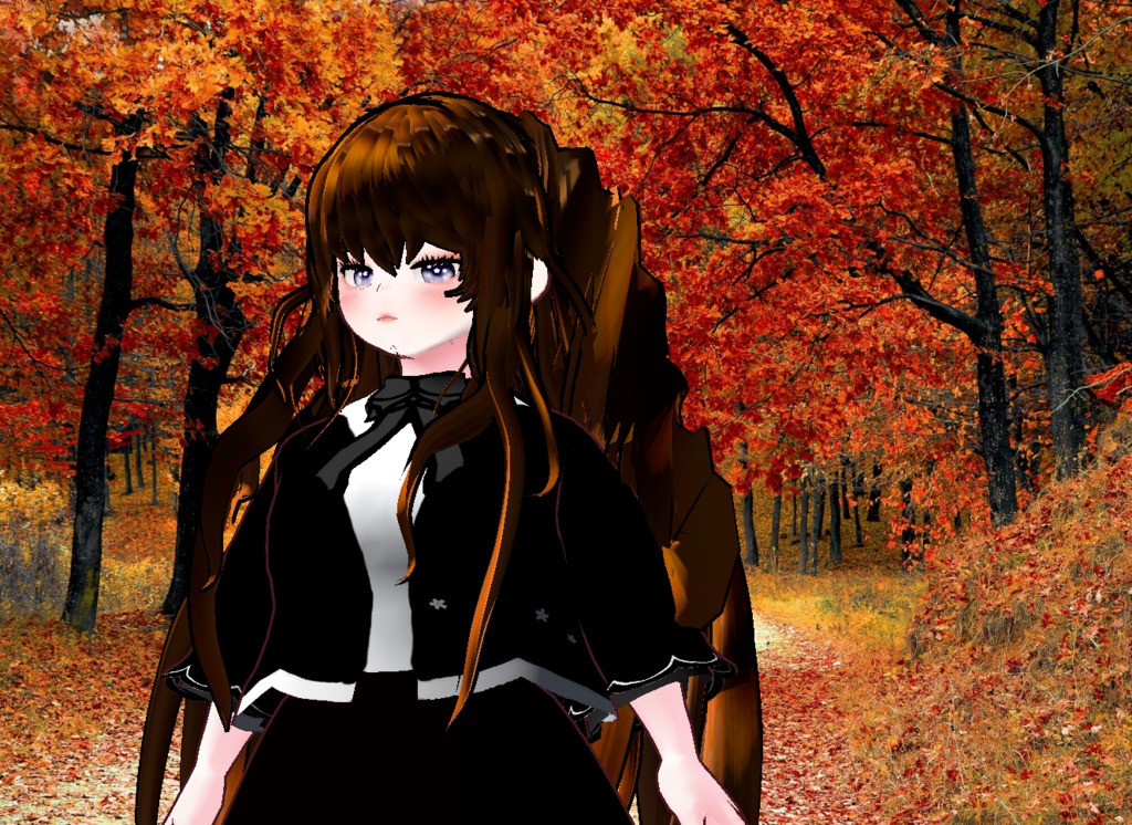 VRM+VROID+의상 및 머리스타일 아이템 / SD 갈색 머리 인형 같은 느낌의 소녀